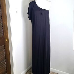 Ninexis Black One-Shoulder Maxi-Dress, Size Medium
